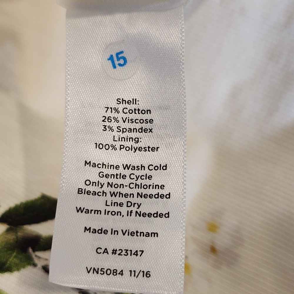 Talbots A-Line Skirt White Womens 8 Pink Floral Hibiscus Box Pleat Wedding Guest - Picture 8 of 8